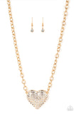 Heartbreakingly Blingy - Gold Necklace -Paparazzi Accessories