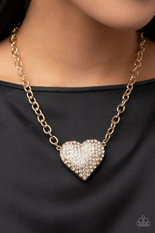 Heartbreakingly Blingy - Gold Necklace -Paparazzi Accessories
