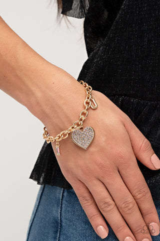 Paparazzi Accessories - Declaration of Love - Gold Heart Bracelet