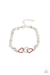 Paparazzi Accessories - Desirable Dazzle - Red Heart Bracelet