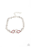 Paparazzi Accessories - Desirable Dazzle - Red Heart Bracelet