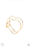 Paparazzi Accessories  - Harmonious Hearts - Gold Heart Hoop Clip On Earring