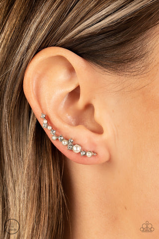 Paparazzi Accessories  - Couture Crawl - White Earring (Ear Crawler)