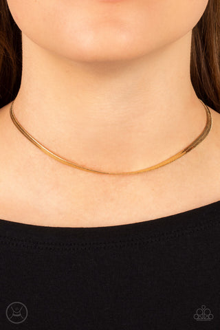 Paparazzi Accessories - In No Time Flat - Gold Choker Necklace