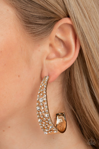Paparazzi Accessories - Cold as Ice - Gold Hoop Earring