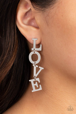 L-O-V-E - Silver Earring (Love) - Paparazzi Accessories