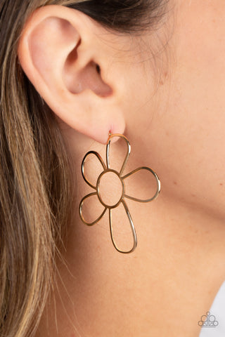 Rustic Rarity - Gold Flower Earring  - Paparazzi Accessories