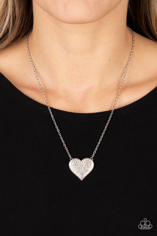 Paparazzi Accessories  - Spellbinding Sweetheart - White Heart Necklace