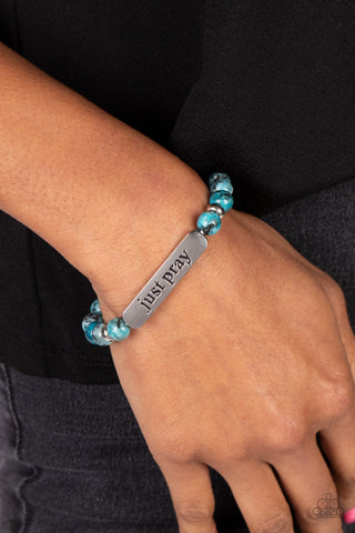 Just Pray - Blue Inspirational Bracelet 💙 - Paparazzi Accessories