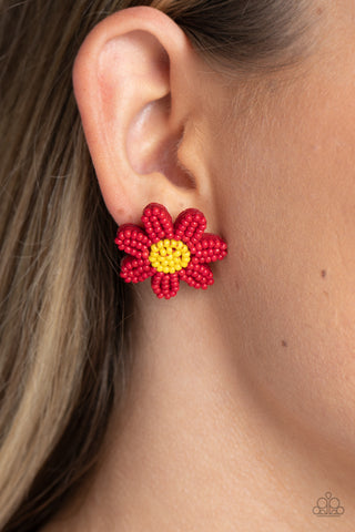 Paparazzi Accessories  - Sensational Seeds - Red Flower 🌹 Earring