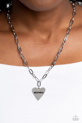 Paparazzi Accessories  - Mama Cant Buy You Love - Silver Heart Necklace