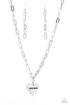 Paparazzi Accessories  - Mama Cant Buy You Love - Silver Heart Necklace