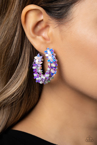 Paparazzi Accessories  - Fairy Fantasia - Purple Hoop Flower Earring