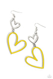 Paparazzi Accessories  - Pristine Pizzazz - Yellow Heart Earring