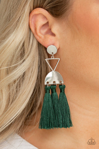 Paparazzi Accessories  - Tassel Trippin' Green  Earring