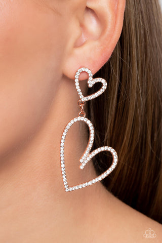 Doting Duo - Copper Heart Earring - Paparazzi Accessories
