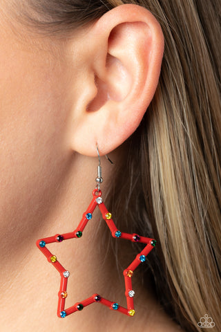 Paparazzi Accessories  - Confetti Craze - Red Star Earring