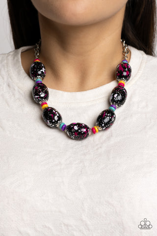 Paparazzi Accessories  - No Laughing SPLATTER - Pink Necklace
