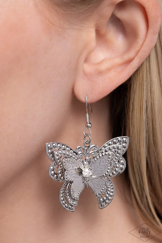 Layered Launch - White Butterfly 🦋 Earring - Paparazzi Accessories