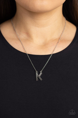 Paparazzi Accessories - Leave Your Initials - Silver - K - Necklace