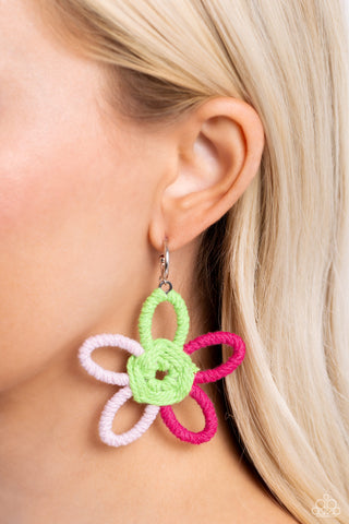 Spin a Yarn - Pink Earring  - Paparazzi Accessories