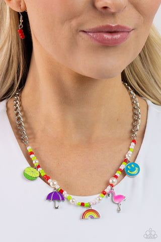 Summer Sentiment - Red Charm Necklace  - Paparazzi Accessories