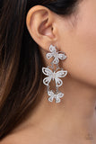 Fluttering Finale - White Butterfly 🦋 Earring  - Paparazzi Accessories