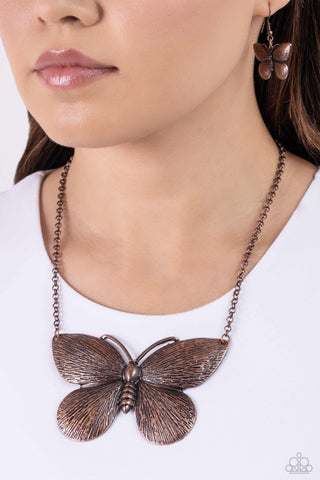 DRAWN to the Wind - Copper Butterfly Necklace  - Paparazzi Accessories