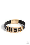 Queen of My Life - Gold Leather Bracelet  - Paparazzi Accessories