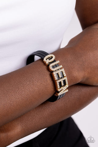 Queen of My Life - Gold Leather Bracelet  - Paparazzi Accessories