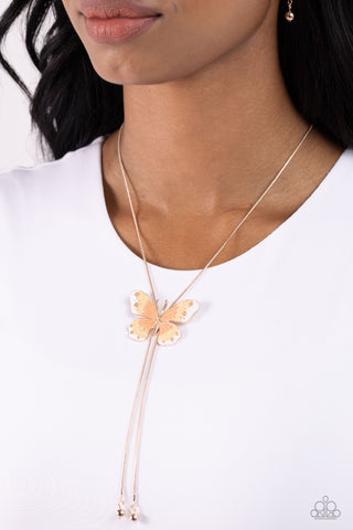 Suspended Shades - Rose Gold Butterfly Necklace  - Paparazzi Accessories
