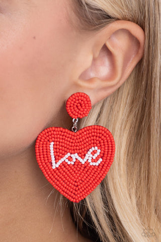 Sweet Seeds - Red Heart Earring - Paparazzi Accessories