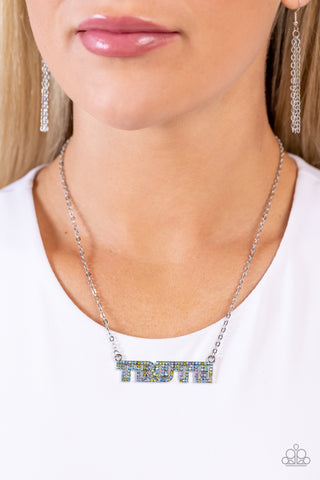 Truth Trinket - Blue Inspirational Necklace  - Paparazzi Accessories
