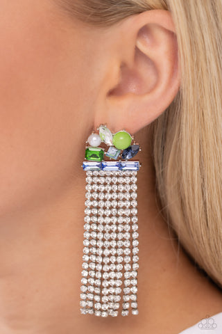 Horizontal Hallmark - Blue Earring  - Paparazzi Accessories