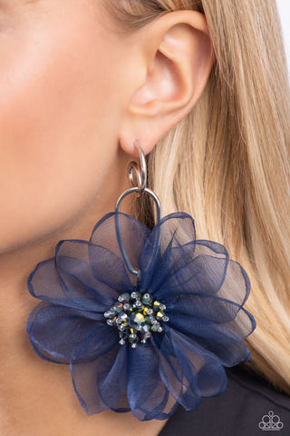 Cosmopolitan Chiffon - Blue Earring  - Paparazzi Accessories