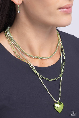 Caring Cascade - Green Heart 💚 Necklace  - Paparazzi Accessories