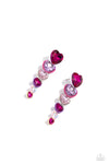 Cascading Casanova - Multi Pink Heart Earring  - Paparazzi Accessories