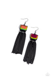 Dreaming Of TASSELS - Black Earring  - Paparazzi Accessories