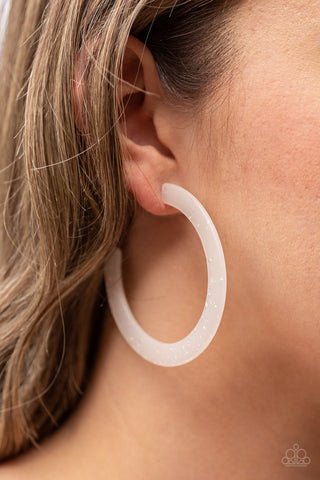 Paparazzi Accessories - HAUTE Tamale - White Hoop Earring