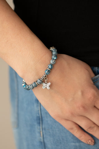 Paparazzi Accessories  - Butterfly Wishes - Blue Bracelet