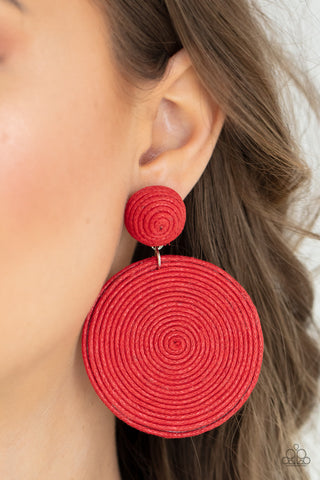 Paparazzi Accessories - Circulate The Room - Red Earring