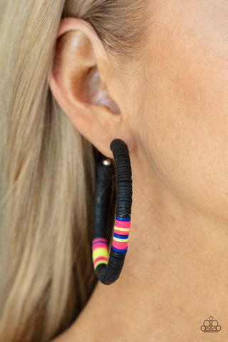 Paparazzi Accessories - Colorfully Contagious - Black Hoop Earring