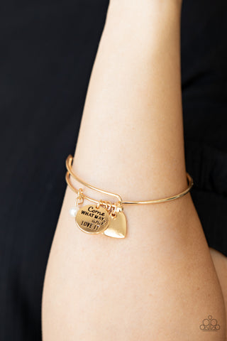 Paparazzi Accessories  - Come What May and Love It - Gold Charm Bracelet