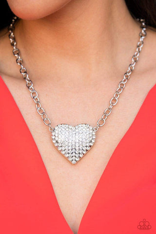 Paparazzi Accessories  - Heartbreakingly Blingy White Necklace (Life of the Party)