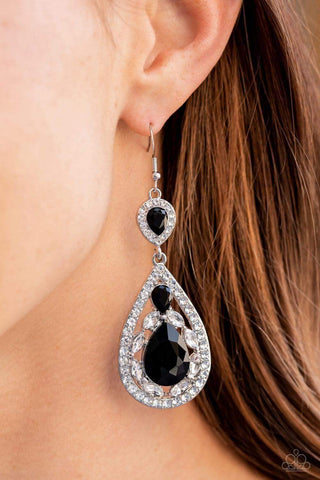 Paparazzi Accessories  - Posh Pageantry  - Black Earring  - Life of the Party