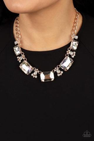 Paparazzi Accessories - FLAWLESSLY FAMOUS - MULTI IRIDESCENT RHINESTONE GEM - MULTI NECKLACE - SEPTEMBER 2021 LIFE OF THE PARTY
