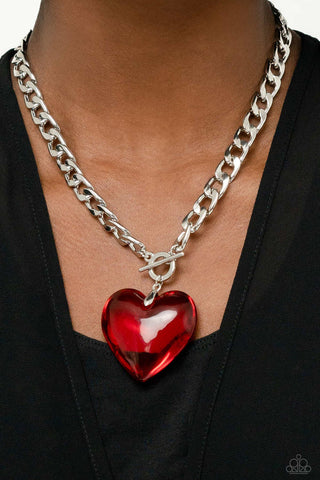 Paparazzi Accessories - Necklace ~ GLASSY Hero - Red