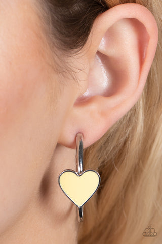 Paparazzi Accessories  - Kiss Up - Yellow Heart Earring