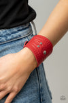 Paparazzi Accessories  - Orange County - Red Leather Bracelet
