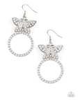 Paparazzi Accessories - Paradise Found White Butterfly Earring - November 2021 Life of the Party